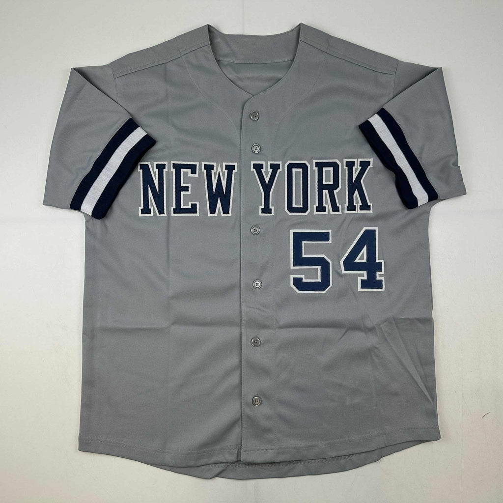 Autographed/Signed Aroldis Chapman New York Grey Baseball Jersey Beckett BAS COA