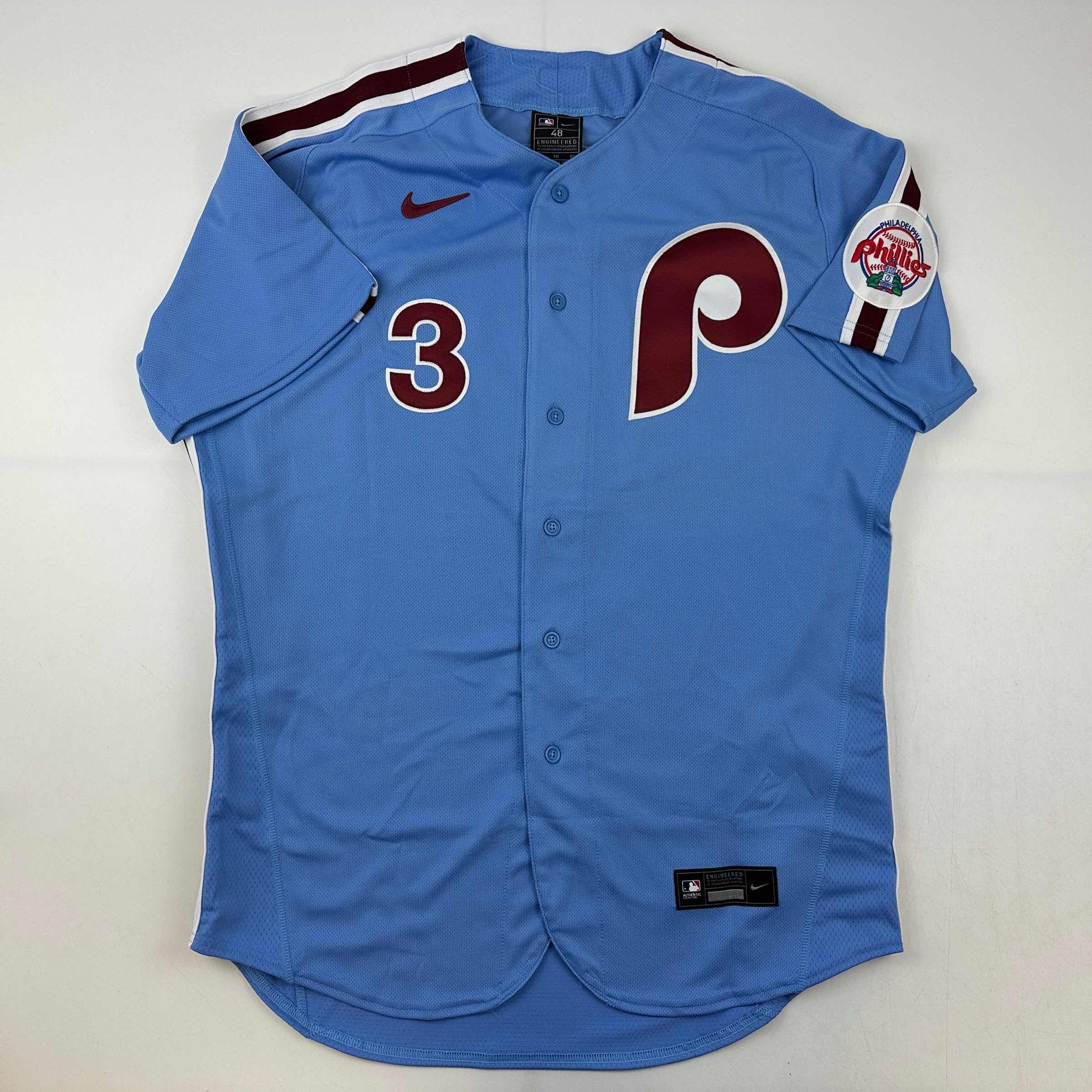 Autographed/Signed Bryce Harper Philadelphia Phillies Retro Blue Authentic Baseball Jersey Fanatics & MLB COA