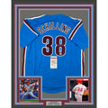 Framed Autographed/Signed Curt Schilling 35x39 Philadelphia Retro Blue Baseball Jersey JSA COA
