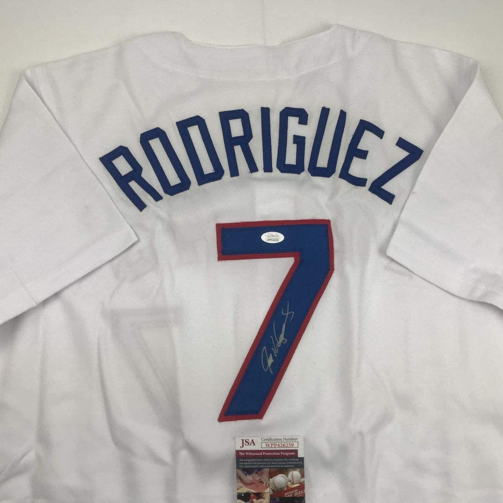 Autographed/Signed Ivan Pudge Rodriguez Texas White Baseball Jersey JSA COA