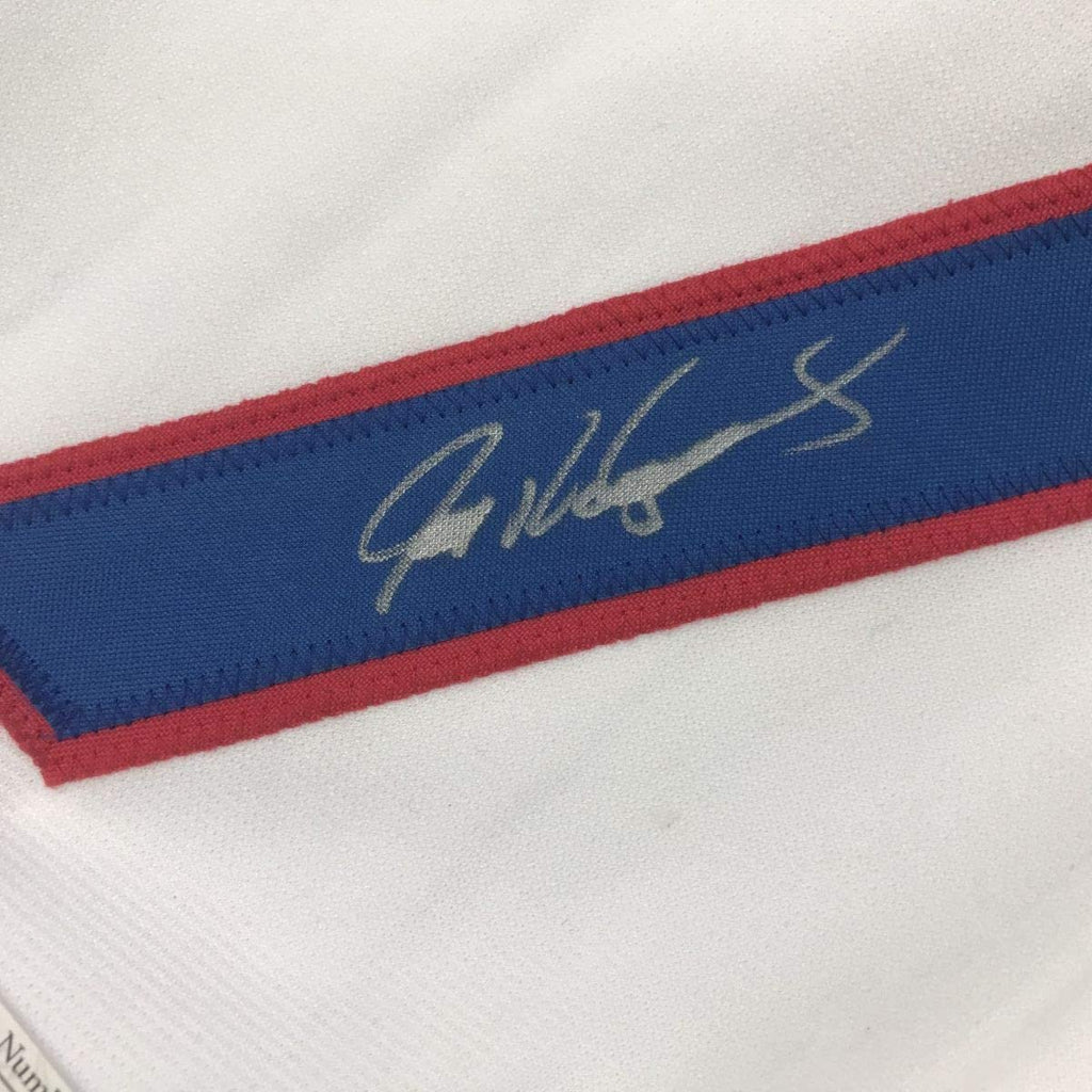 Autographed/Signed Ivan Pudge Rodriguez Texas White Baseball Jersey JSA COA