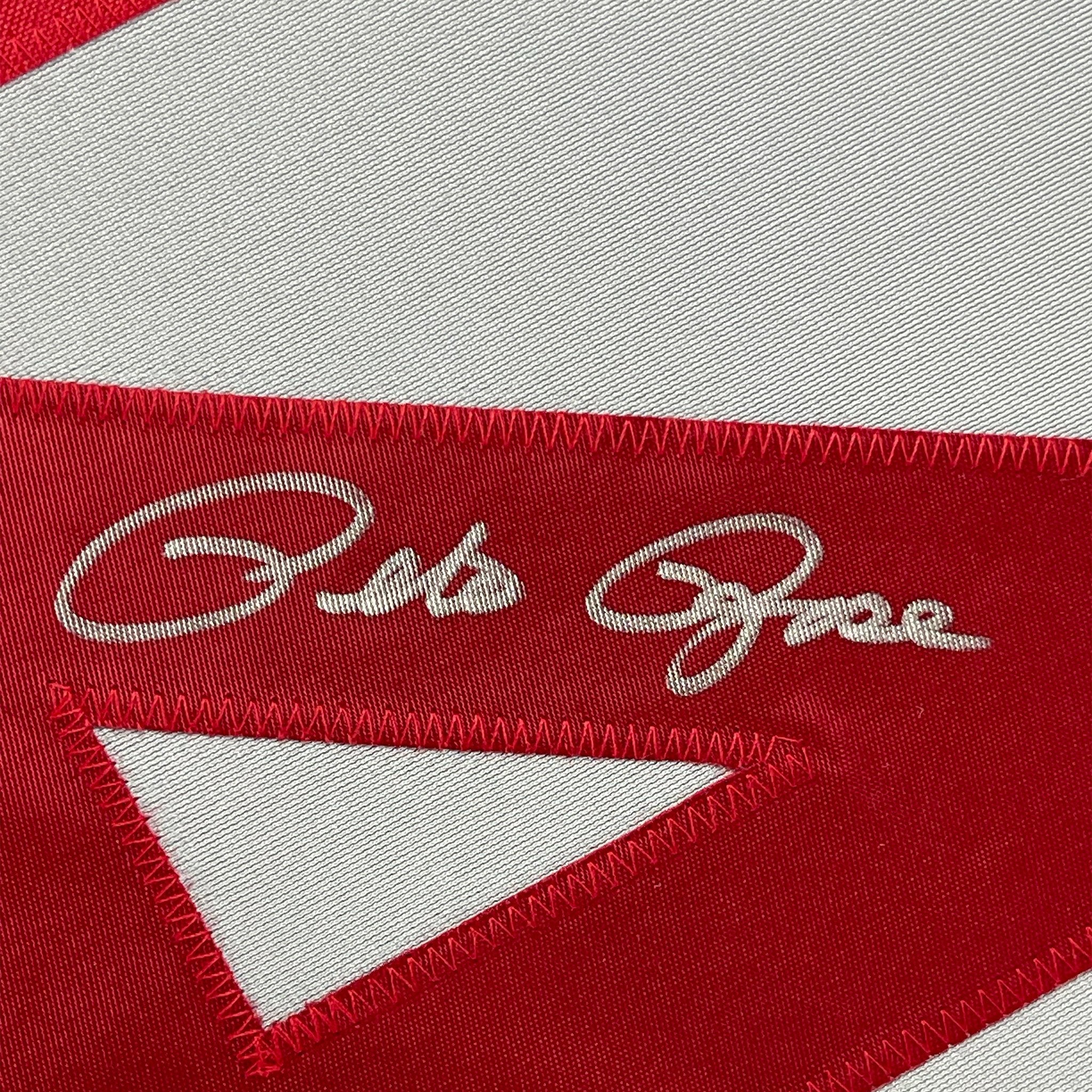 Framed Autographed/Signed Pete Rose 35x39 Cincinnati Grey Baseball Jersey JSA COA