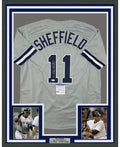 Framed Autographed/Signed Gary Sheffield 35x39 New York Grey Baseball Jersey PSA/DNA COA