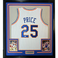Framed Autographed/Signed Mark Price 35x39 Cleveland White Basketball Jersey JSA COA