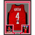 Framed Autographed/Signed Jalen Green 35x39 #4 Houston Red Basketball Jersey JSA COA