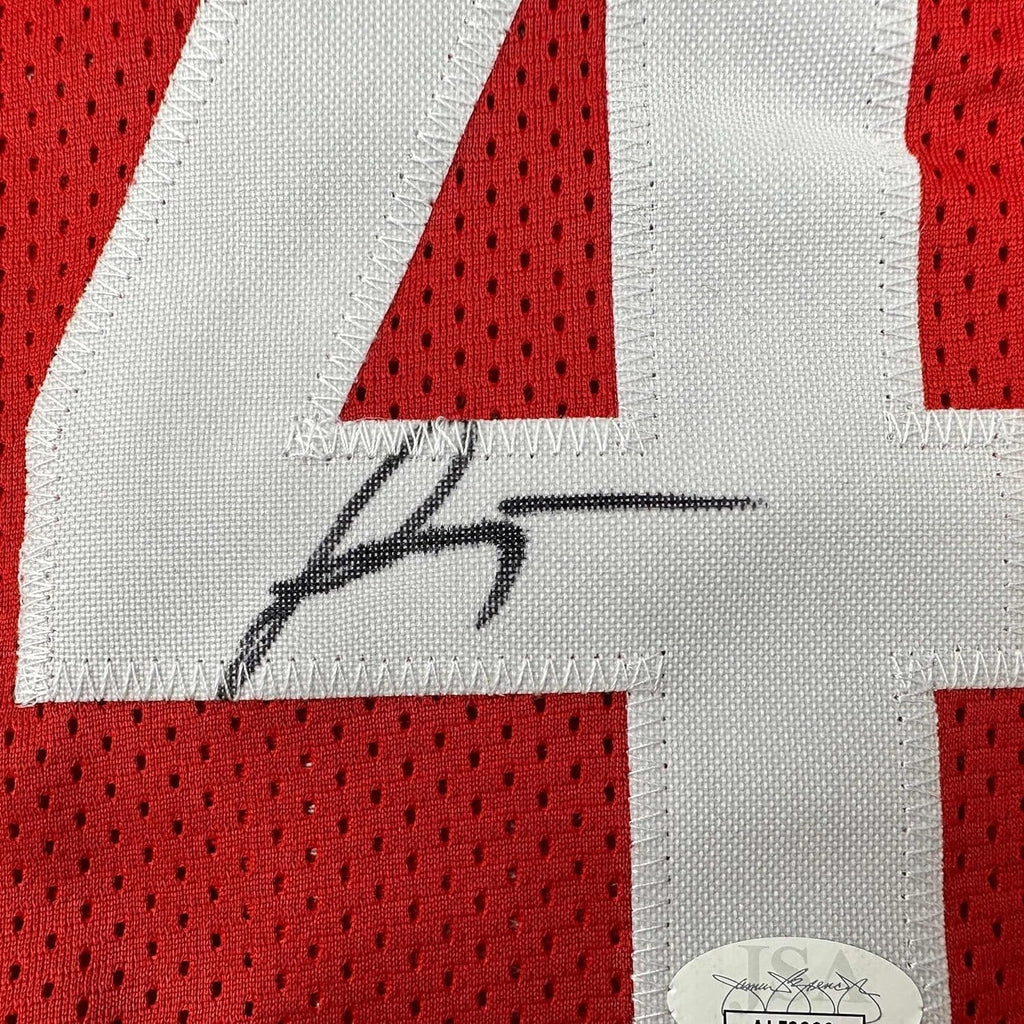 Framed Autographed/Signed Jalen Green 35x39 #4 Houston Red Basketball Jersey JSA COA