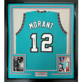 Framed Autographed/Signed Ja Morant 35x39 Memphis Teal Basketball Jersey JSA COA