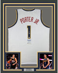 Framed Autographed/Signed Michael Porter Jr. 35x39 Denver White Basketball Jersey PSA/DNA COA
