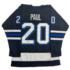 Autographed/Signed Nick Paul Tampa Bay Black Hockey Jersey Beckett BAS COA
