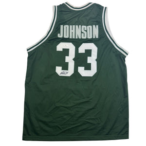 Autographed/Signed Earvin Magic Johnson Michigan State Green College Basketball Jersey JSA COA