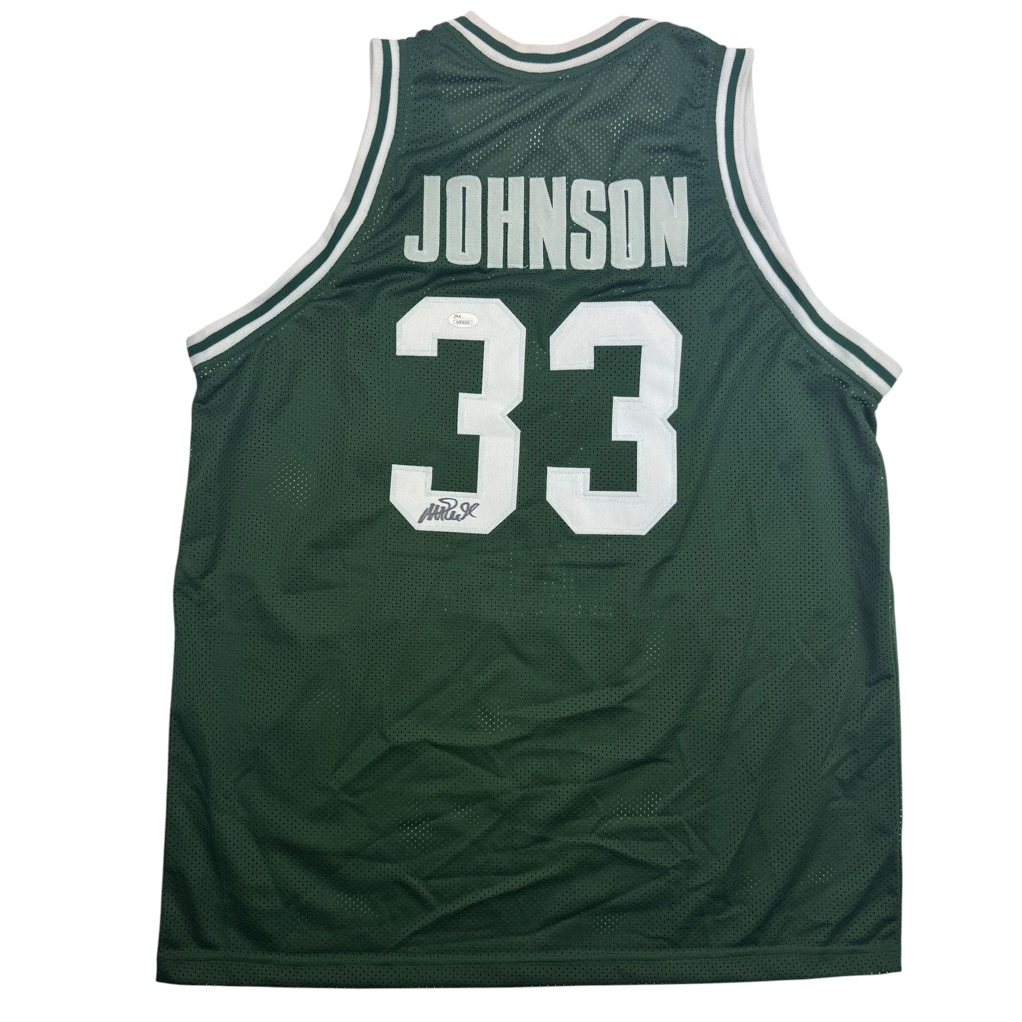 Autographed/Signed Earvin Magic Johnson Michigan State Green College Basketball Jersey JSA COA
