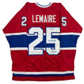 Autographed/Signed Jacques Lemaire Montreal Red Hockey Jersey Beckett BAS COA
