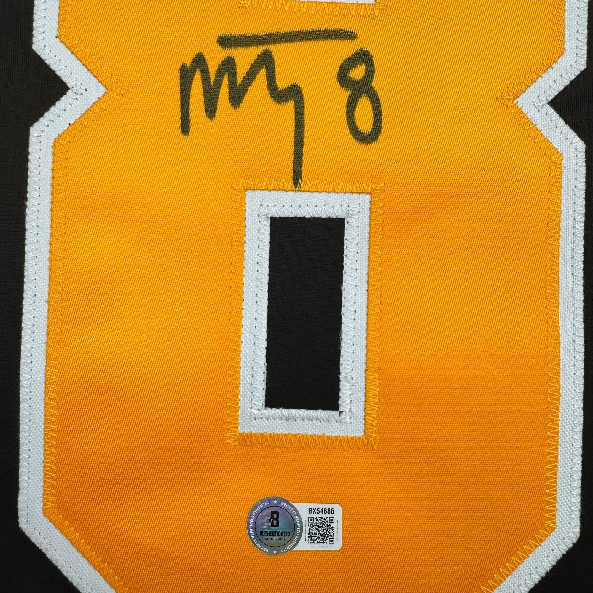 Autographed/Signed Michael Bunting Pittsburgh Black Hockey Jersey Beckett BAS COA