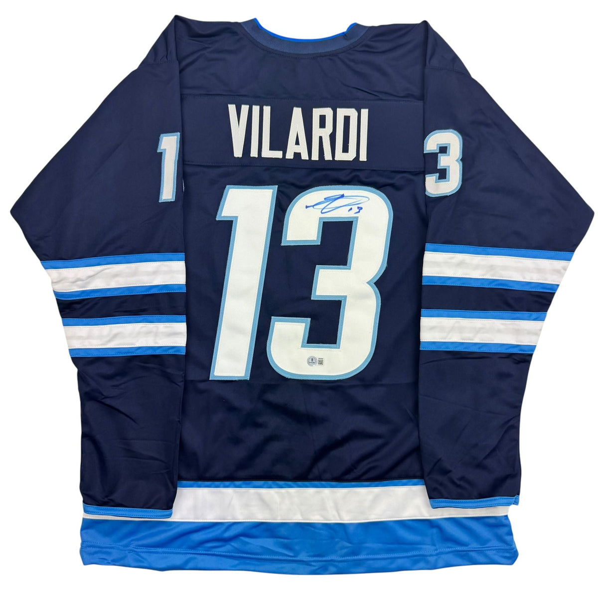 Autographed/Signed Gabriel Vilardi Winnipeg Blue Hockey Jersey Beckett BAS COA