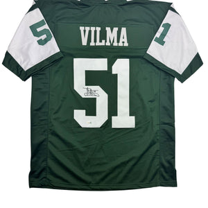 Autographed/Signed Jonathan Vilma New York Green Football Jersey JSA COA