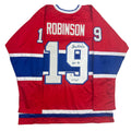 Autographed/Signed Larry Robinson Montreal Red Hockey Jersey Beckett BAS COA