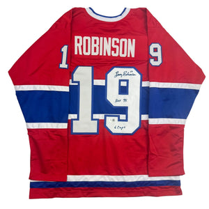 Autographed/Signed Larry Robinson Montreal Red Hockey Jersey Beckett BAS COA