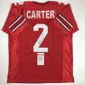 Autographed/Signed Cris Carter Ohio State Red College Football Jersey JSA COA