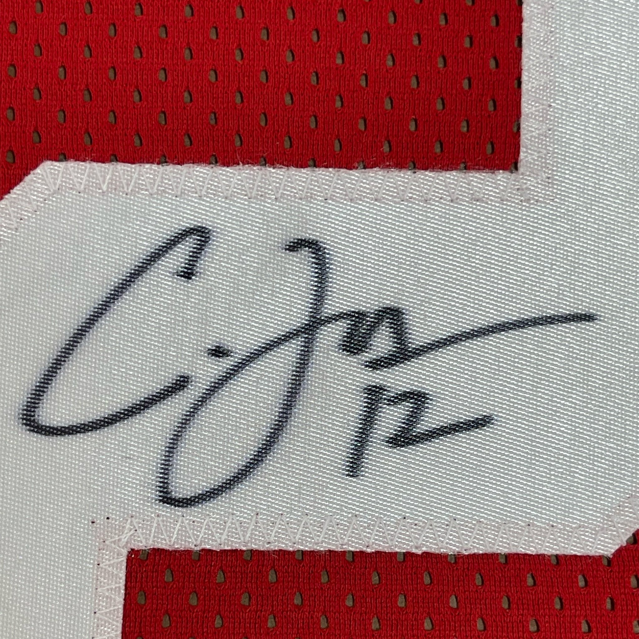 Framed Autographed/Signed Cardale Jones 35x39 Ohio State Red College Football Jersey JSA COA