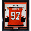Framed Autographed/Signed Jeremy Roenick 35x39 Philadelphia Orange Hockey Jersey Beckett BAS COA