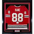 Framed Autographed/Signed Patrick Kane 35x39 Chicago Red Hockey Jersey Beckett BAS COA