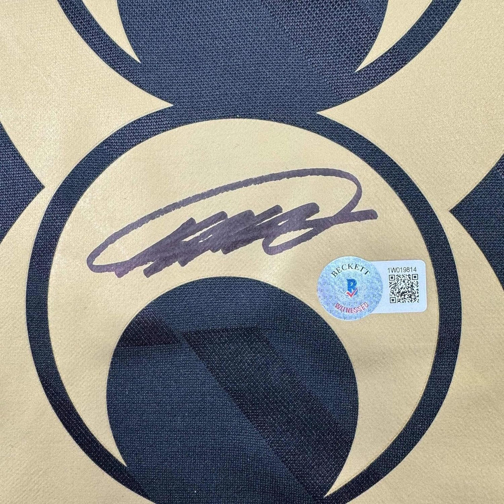 Framed Autographed/Signed Ricardo Kaka 35x39 Real Madrid Black Retro Soccer Futbol Jersey Beckett BAS COA