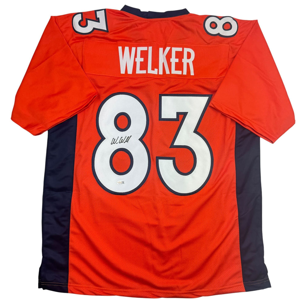 Autographed/Signed Wes Welker Denver Orange Football Jersey JSA COA