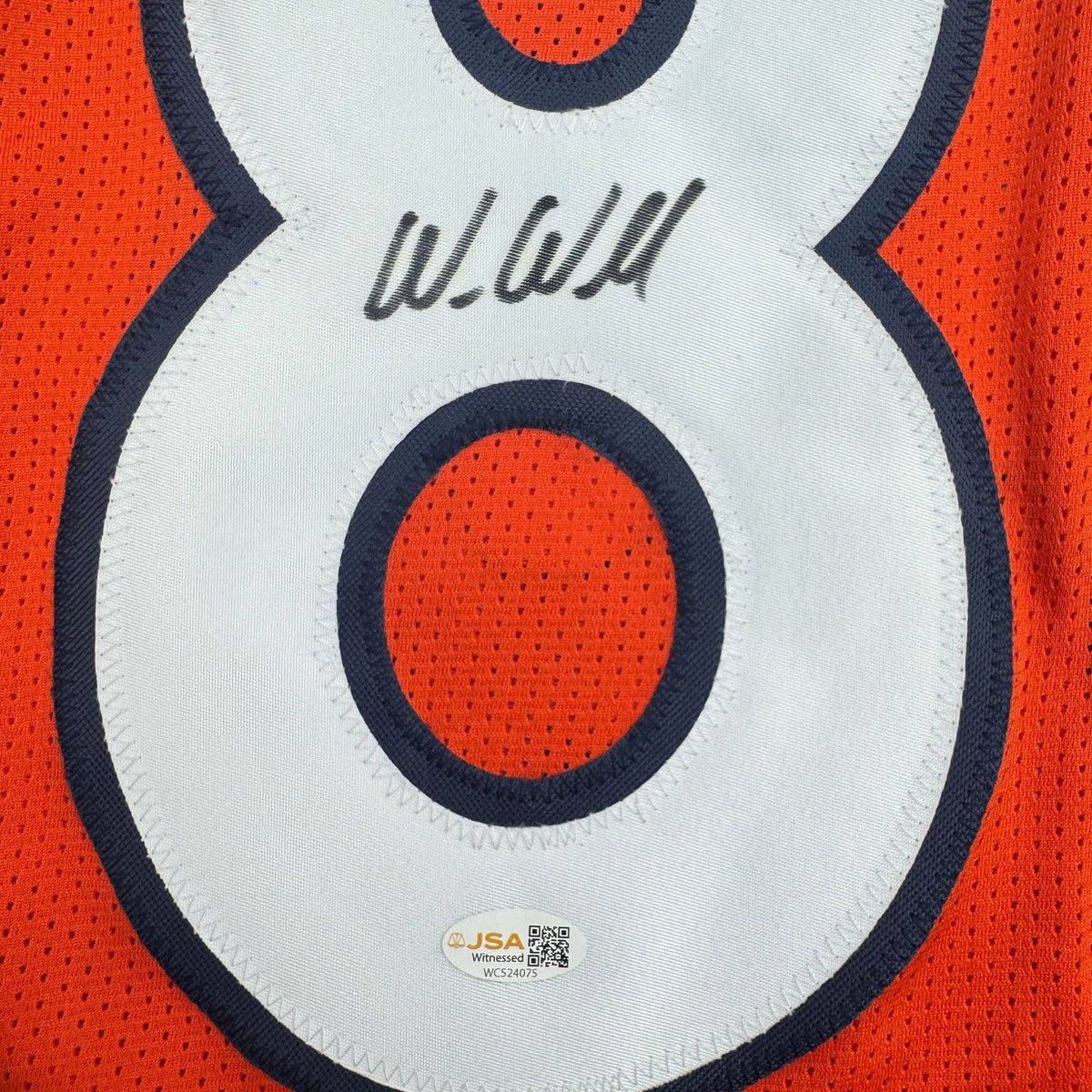 Autographed/Signed Wes Welker Denver Orange Football Jersey JSA COA