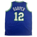 Autographed/Signed Derek Harper Dallas Retro Blue Basketball Jersey Beckett BAS COA