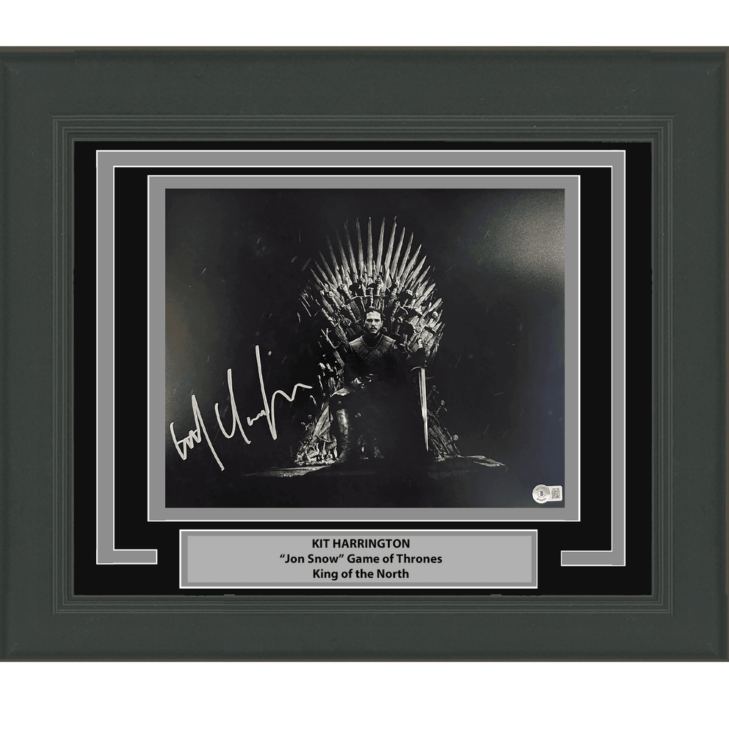 Framed Autographed/Signed Kit Harington Jon Snow Game of Thrones Iron Throne 11x14 Photo Beckett BAS COA #1