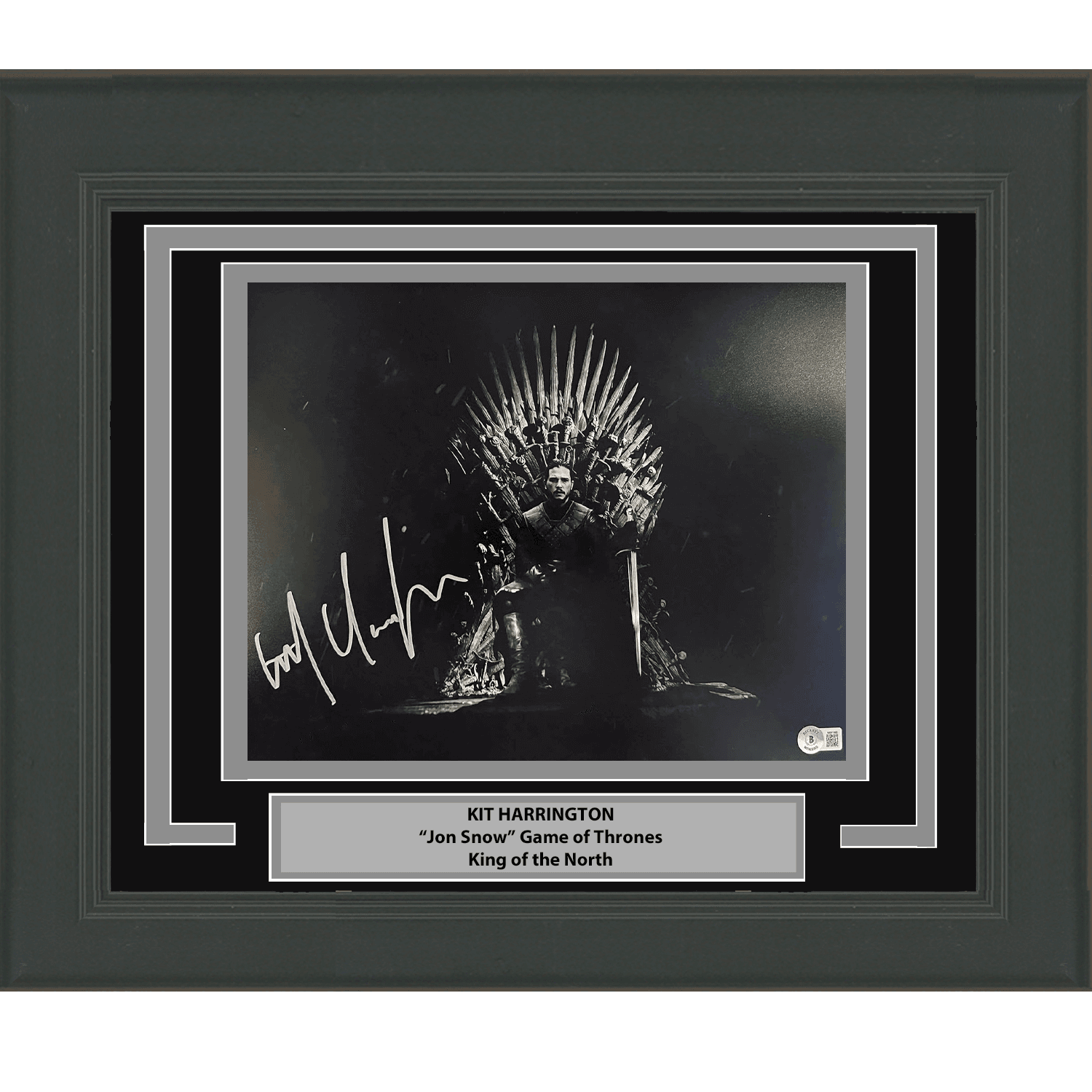 Framed Autographed/Signed Kit Harington Jon Snow Game of Thrones Iron Throne 11x14 Photo Beckett BAS COA #1