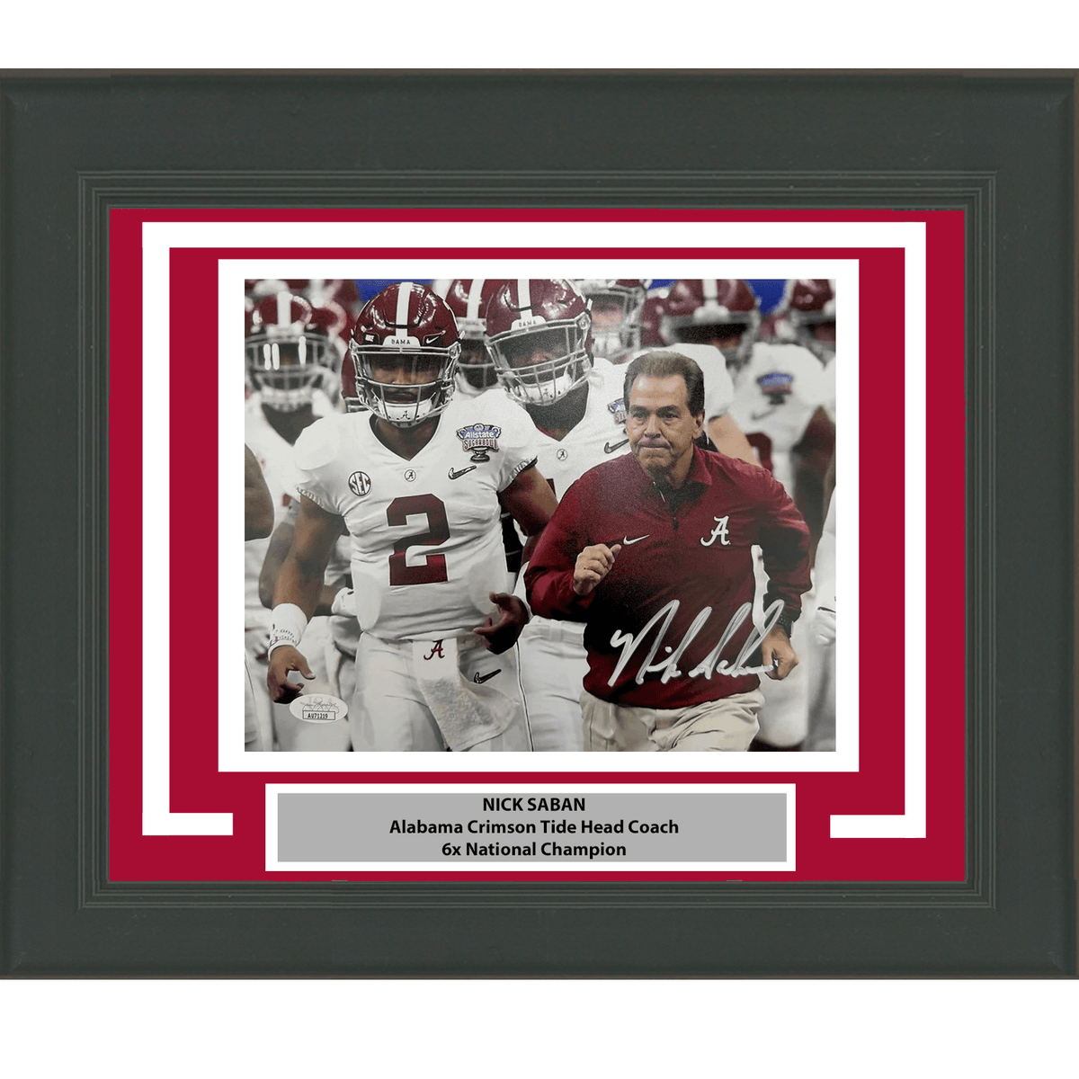 Framed Autographed/Signed Nick Saban Alabama Crimson Tide 8x10 College Football Photo JSA COA #4