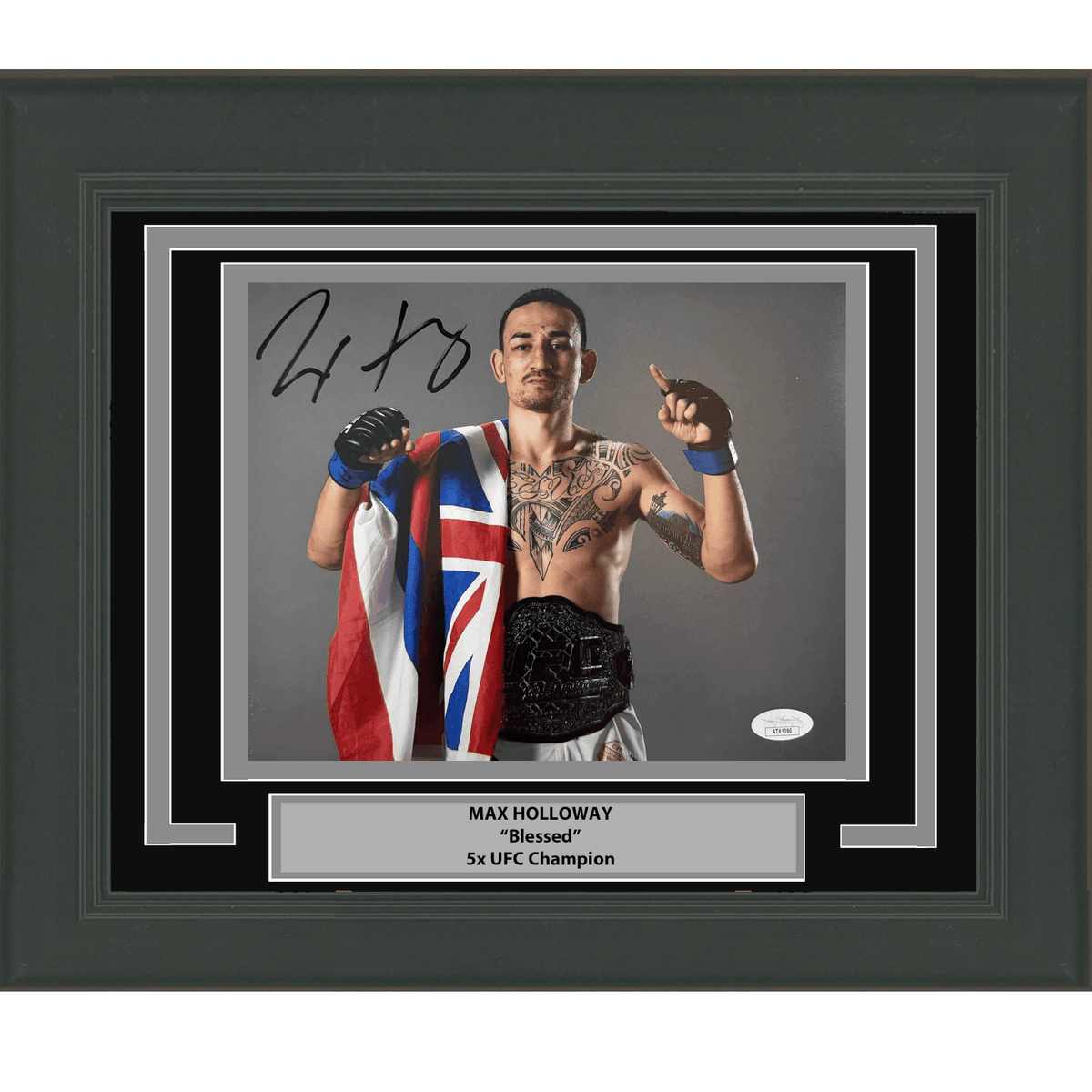 Framed Autographed/Signed Max Holloway UFC MMA Black Fighting 8x10 Photo JSA COA #2