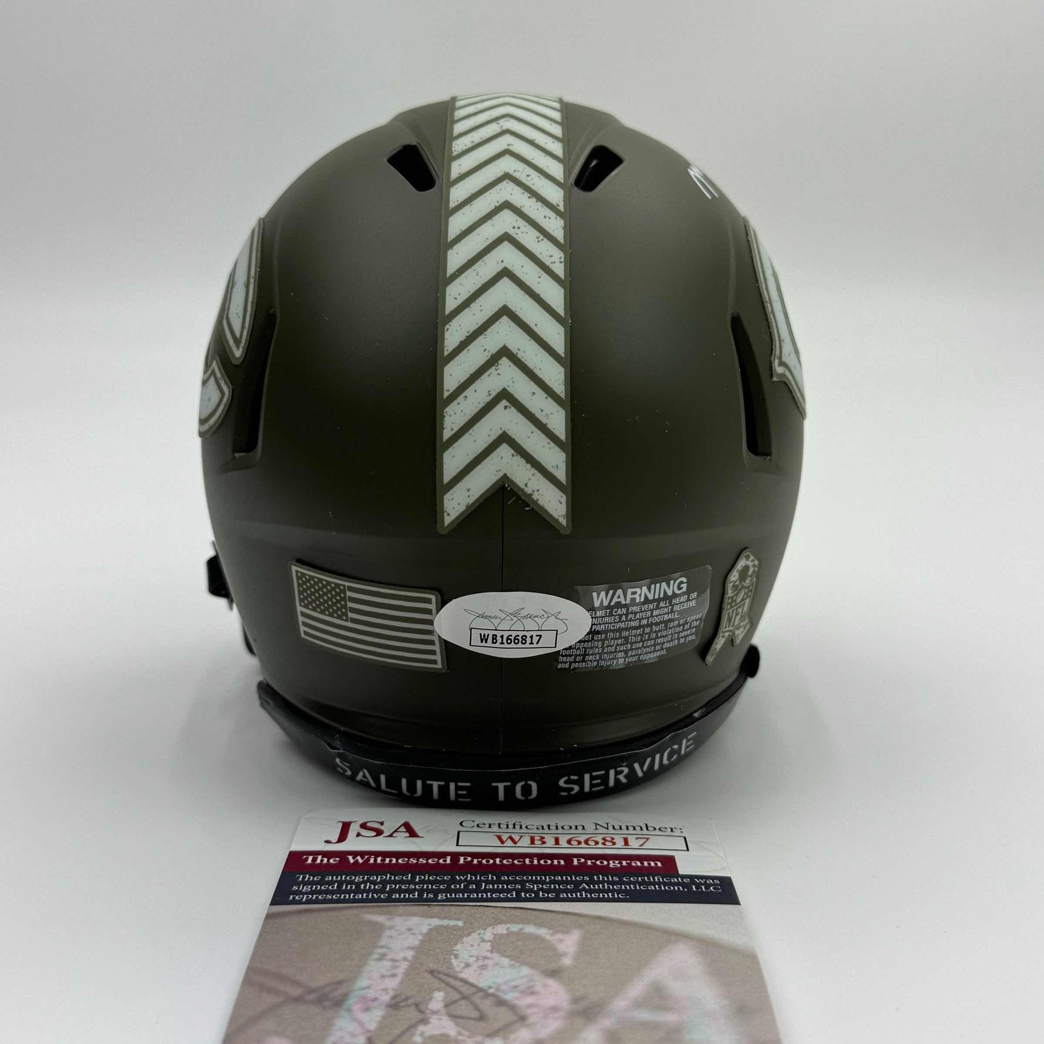 Autographed/Signed Montez Sweat Salute To Service Chicago Bears Mini Football Helmet Beckett BAS COA
