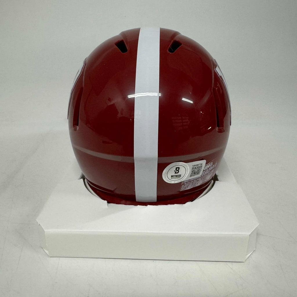 Autographed/Signed Nick Saban Alabama Crimson Tide Mini College Football Helmet Beckett BAS COA