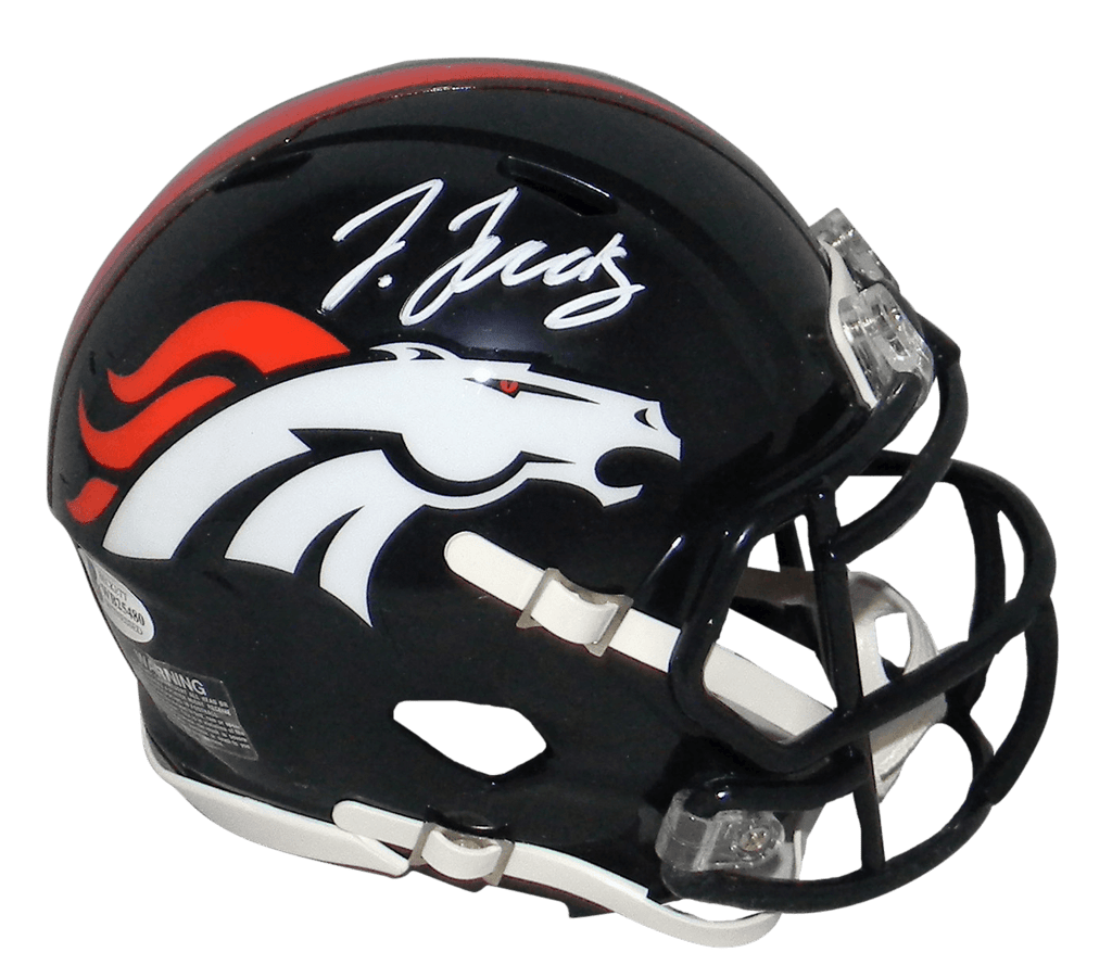 Autographed/Signed Jerry Jeudy Denver Broncos Mini Football Helmet Beckett BAS COA