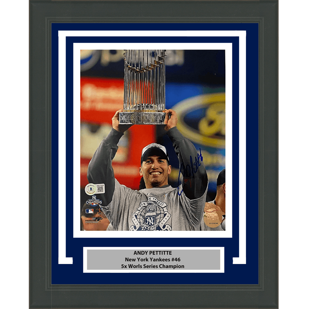Framed Autographed/Signed Andy Pettitte New York Yankees 8x10 Baseball Photo Beckett BAS COA