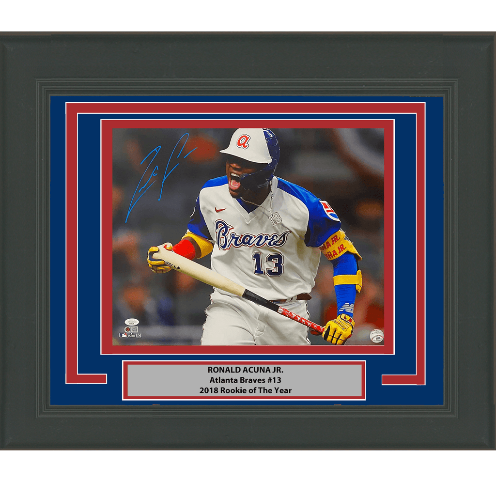Framed Autographed/Signed Ronald Acuna Jr. Atlanta Braves 16x20 Baseball Photo JSA COA #11
