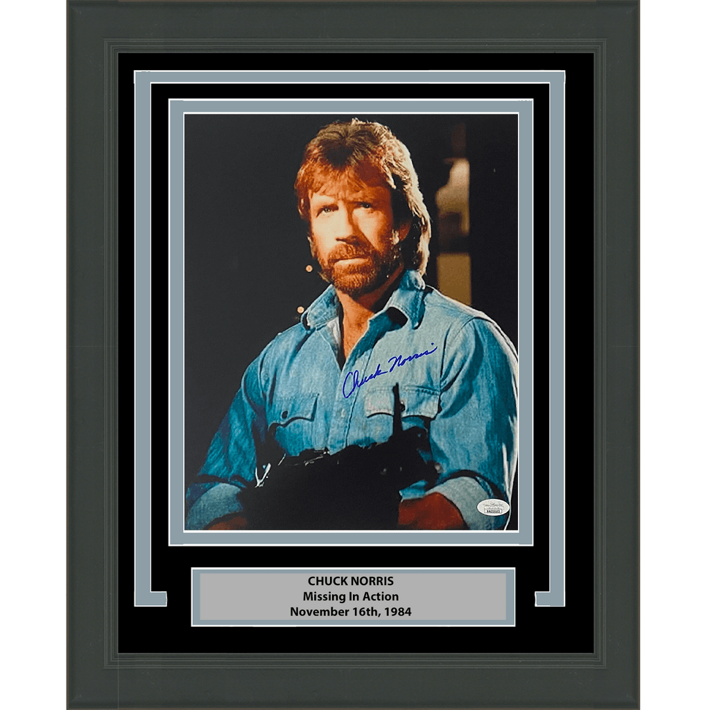 Framed Autographed/Signed Chuck Norris Missing in Action 11x14 Movie Photo JSA COA #7