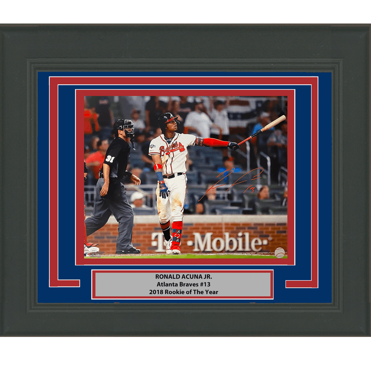 Framed Autographed/Signed Ronald Acuna Jr. Atlanta Braves 16x20 Baseball Photo JSA COA #3