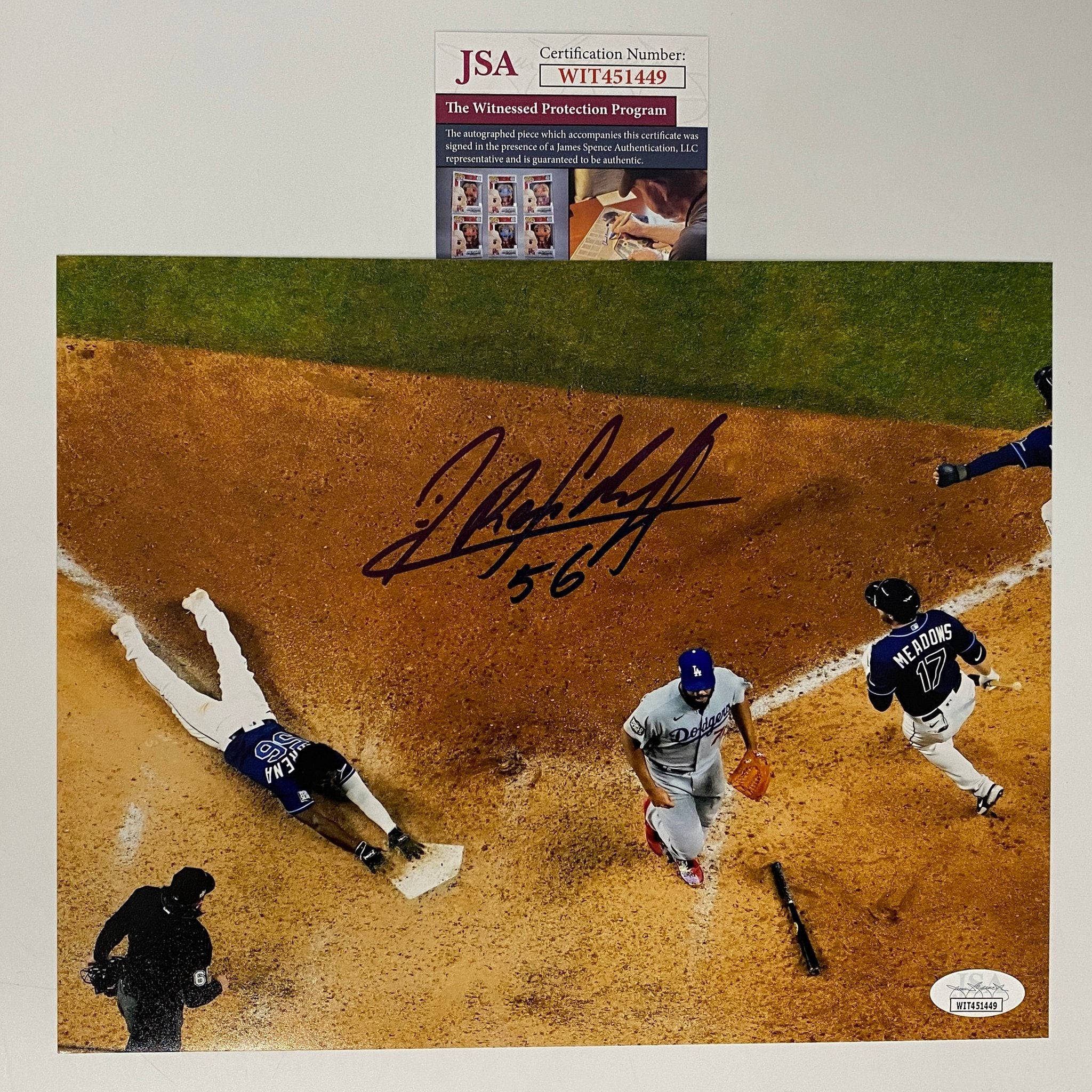 Autographed/Signed Randy Arozarena Tampa Bay Rays 8x10 Baseball Photo JSA COA #1