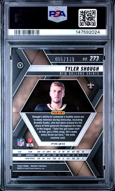 Graded 2025 Panini Mosaic Tyler Shough #273 /149 Silver Knight Rookie RC Football Card PSA 10 Gem Mint