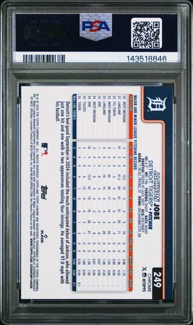 Graded 2025 Topps Chrome Jackson Jobe #249 Rookie RC Baseball Card PSA 10 Gem Mint