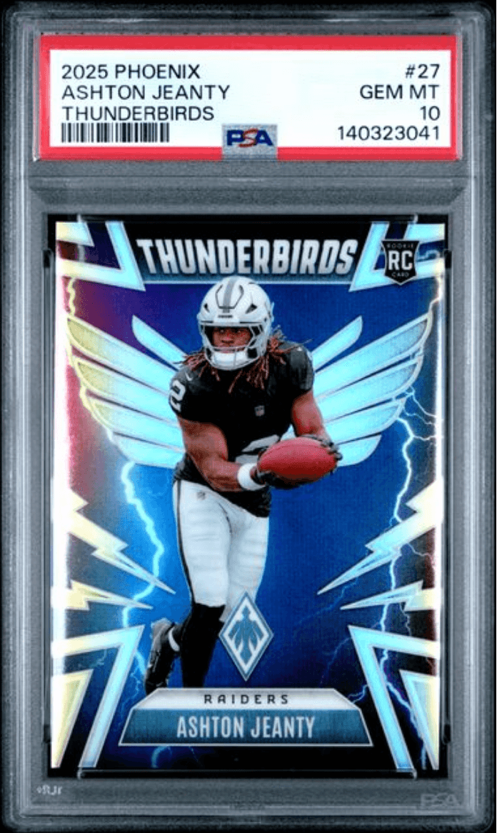 Graded 2025 Panini Phoenix Ashton Jeanty #27 Thunderbirds Rookie RC Football Card PSA 10 Gem Mint