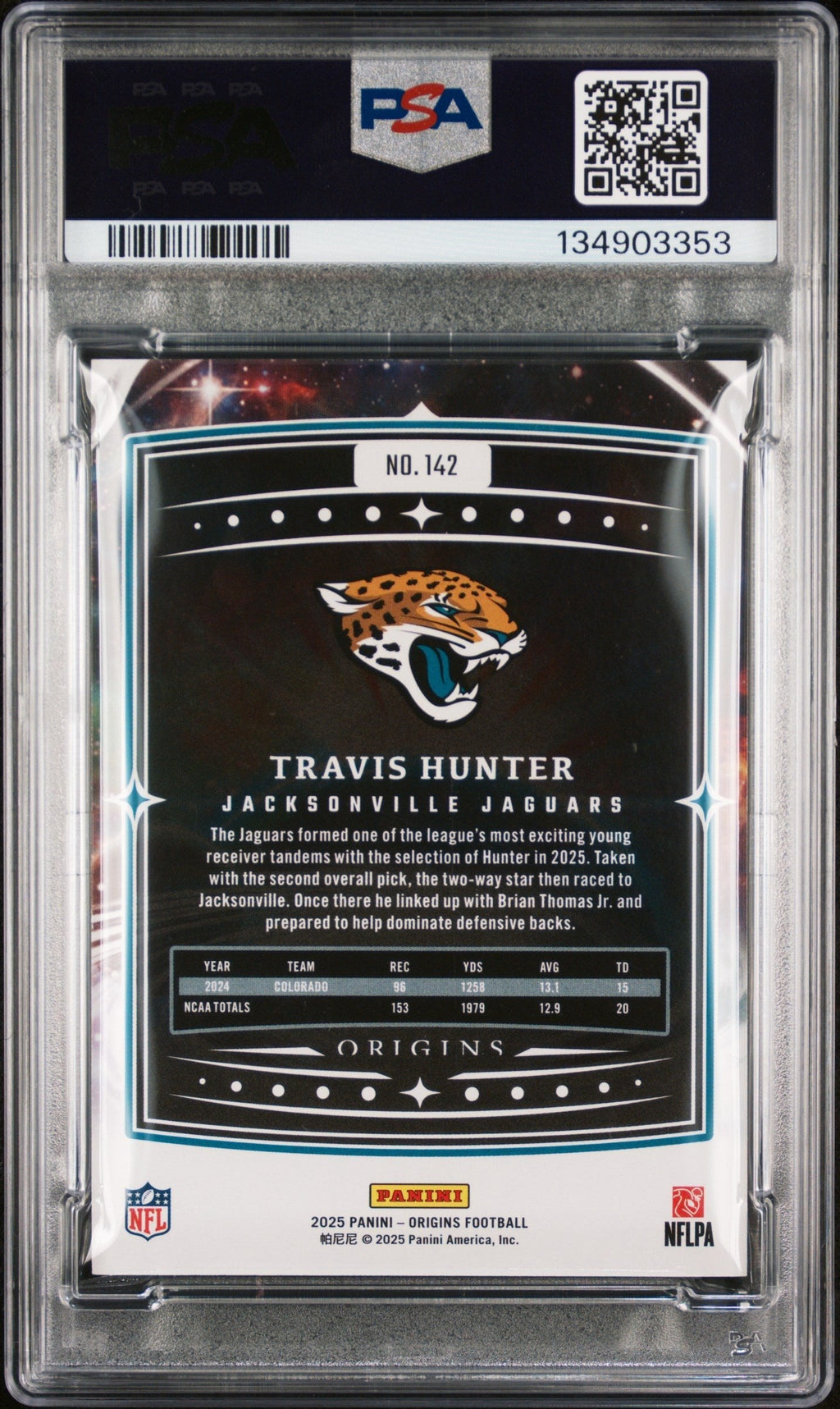 Graded 2025 Panini Origins Travis Hunter #142 Rookie RC Football Card PSA 10 Gem Mint