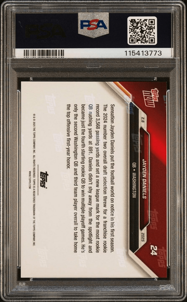 Graded 2024 Topps Now Jayden Daniels #24 Rookie RC Football Card PSA 10 Gem Mint