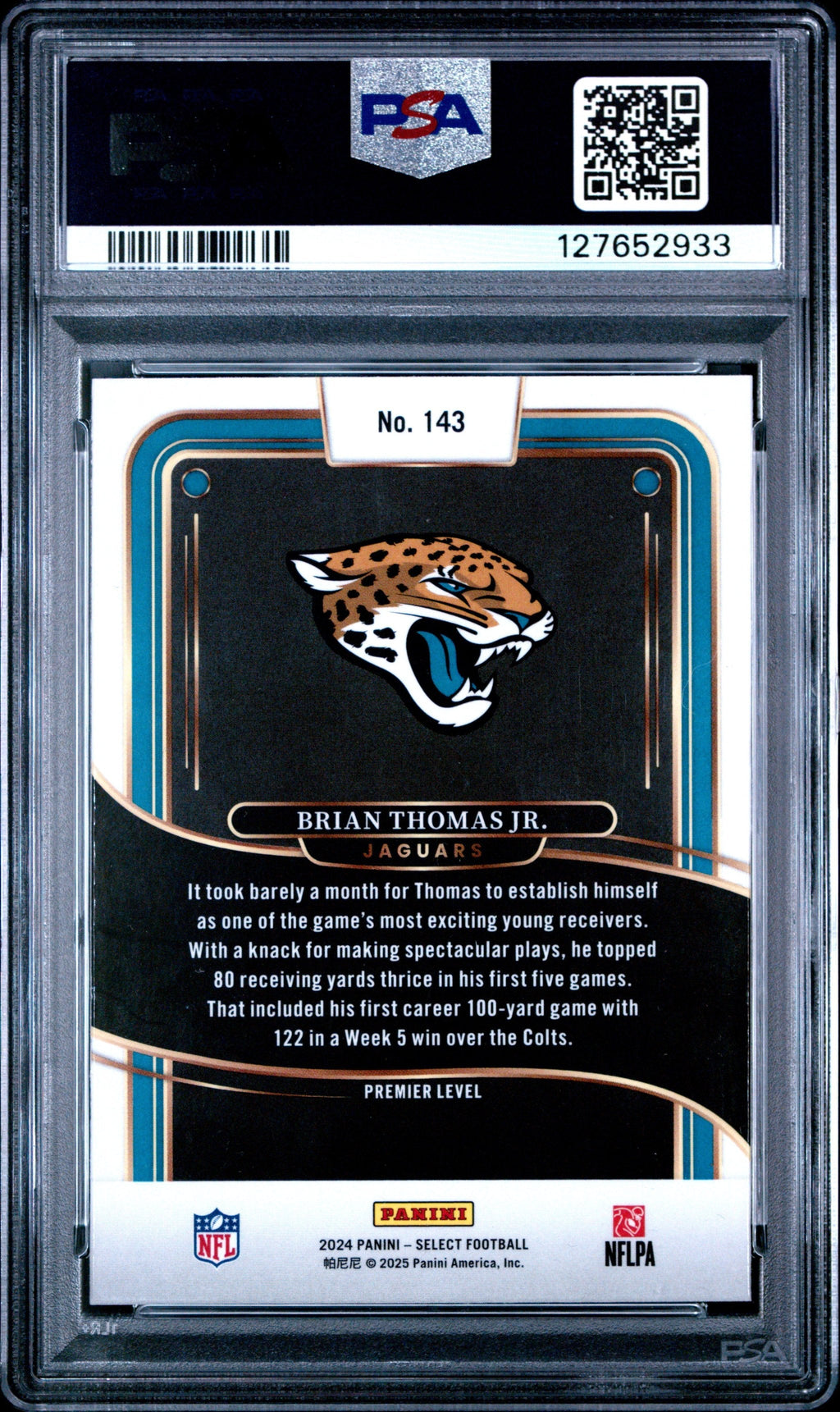 Graded 2024 Panini Select Brian Thomas Jr. #143 Rookie RC Football Card PSA 10 Gem Mint