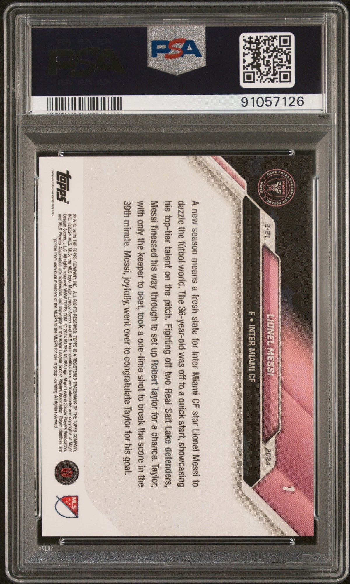 Graded 2024 Topps Now MLS Lionel Messi #1 Maestro Creates 1st Goal of 2024 MLS Season Opener Soccer Card PSA 10 Gem Mint