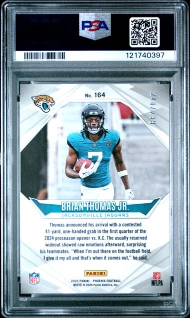 Graded 2024 Panini Phoenix Brian Thomas Jr #164 /299 Team Logos Rookie RC Football Card PSA 10 Gem Mint