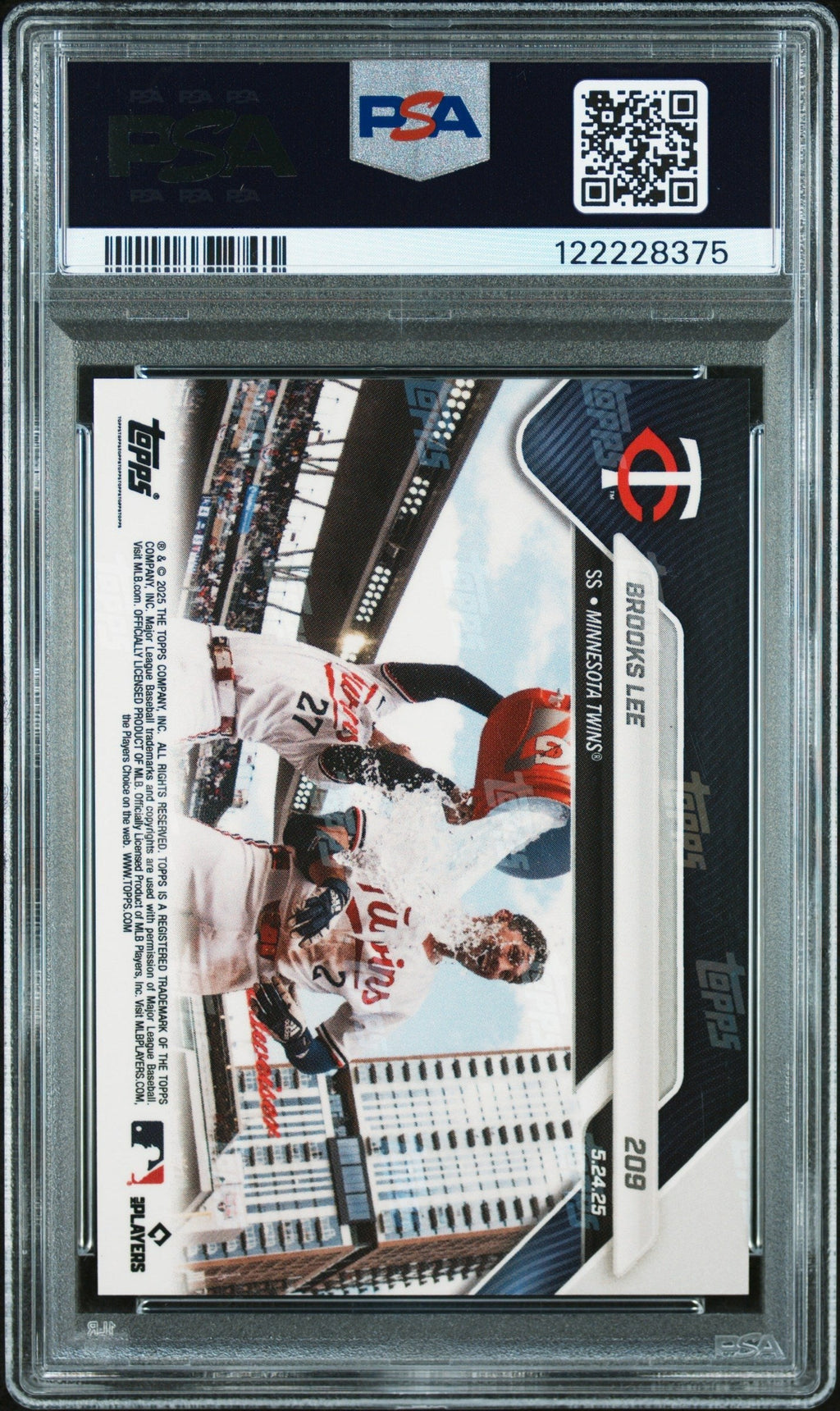 Graded 2025 Topps Now Brooks Lee #209 Black Foil /10 Rookie RC Baseball Card PSA 9 Mint